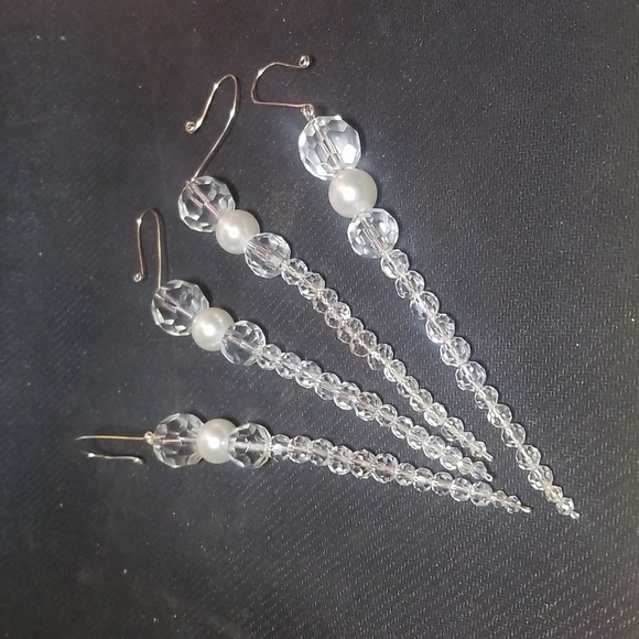 Set of 4 Vintage Handmade Crystal Icicle Christmas Ornaments - Picture 2 of 4